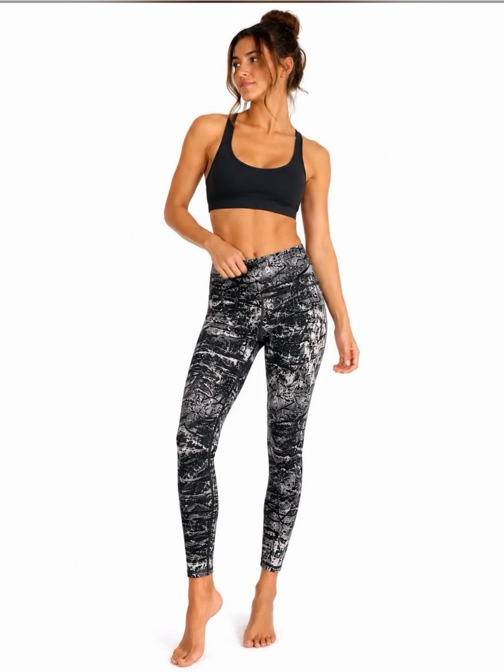 Athleta Black & Gray Marble High-Rise Leggings